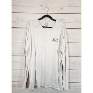 Realtree Stay Wild Womens Gray Solid Round‎ Neck Long Sleeve T-Shirt Size 2XL